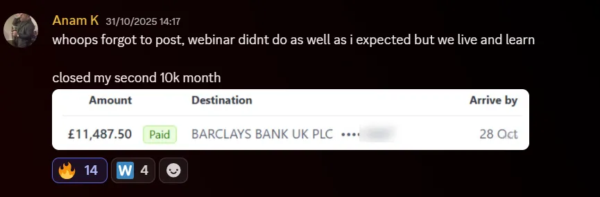 Anam: closed my second 10k month, u00a311,487.50 payout